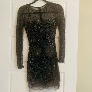 JOVANI crystals evening Cocktail Black Short Dress